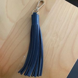 Navy Blue Faux Leather Tassel Keychain